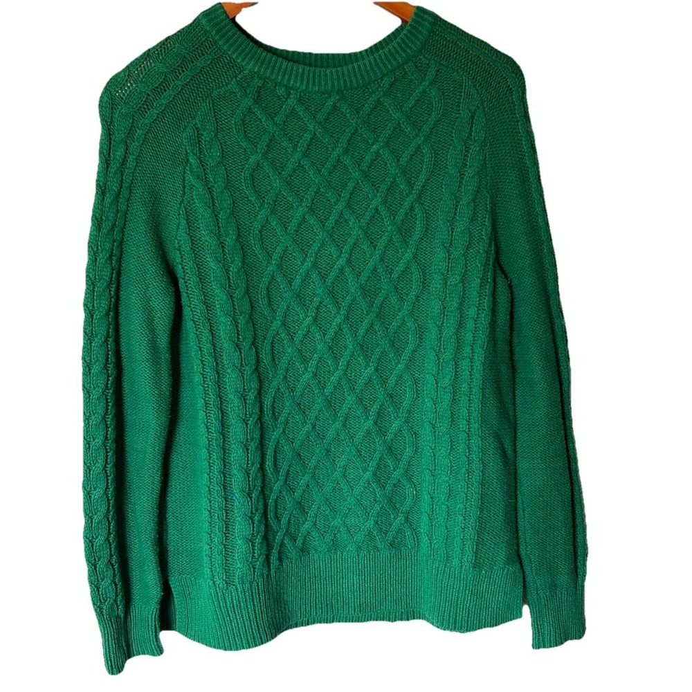 Women's Old Navy Green Chunky Cable Knit Sweater Size M Preppy Nautical